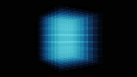 3d Cube Box With Glowing Strokes Spinning 库存影片 150222689