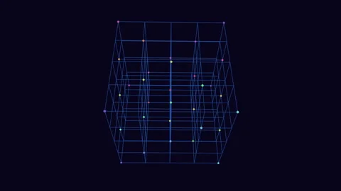 A 3d cube constructed with interconnected grid pattern Stock Footage 279586259