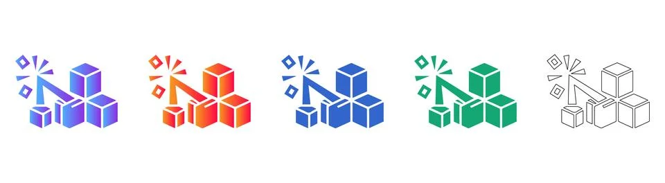 3D Cube Construction Icons Stock Illustration