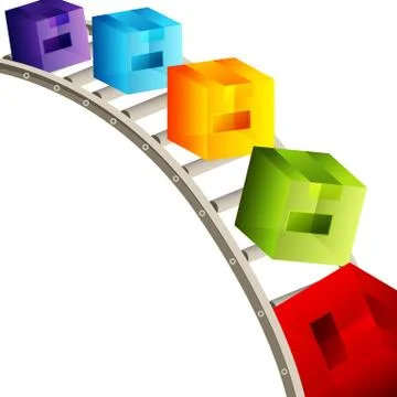 3d cube conveyor belt Stock Illustration
