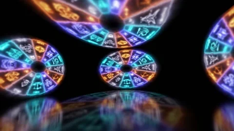 3d cube featuring all zodiac signs in earth , wind, fire and air quadrants. Stock Footage 233845244