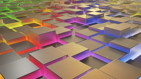 3D Cube geometric led illustration Stock Illustration