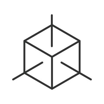 3D cube geometry coordinate system icon in line design. 3d, cube, geometry Stock Illustration