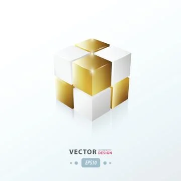 3D Cube Golden Stock Illustration
