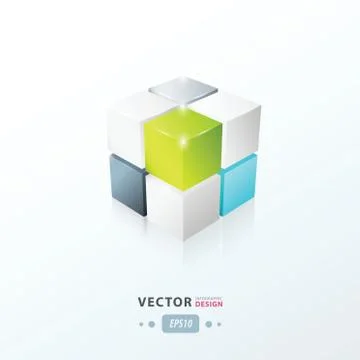 3D Cube green blue gray color Stock Illustration