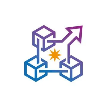 3D Cube Growth Arrow Logo Design for Logistics Technology Startup Business Ilustración de archivo
