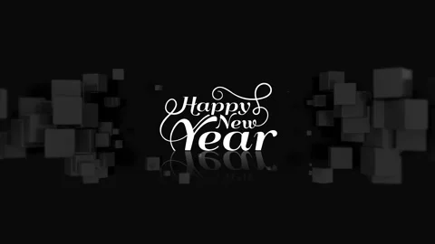 3D Cube Happy New Year Black and White Stock Footage 306994592