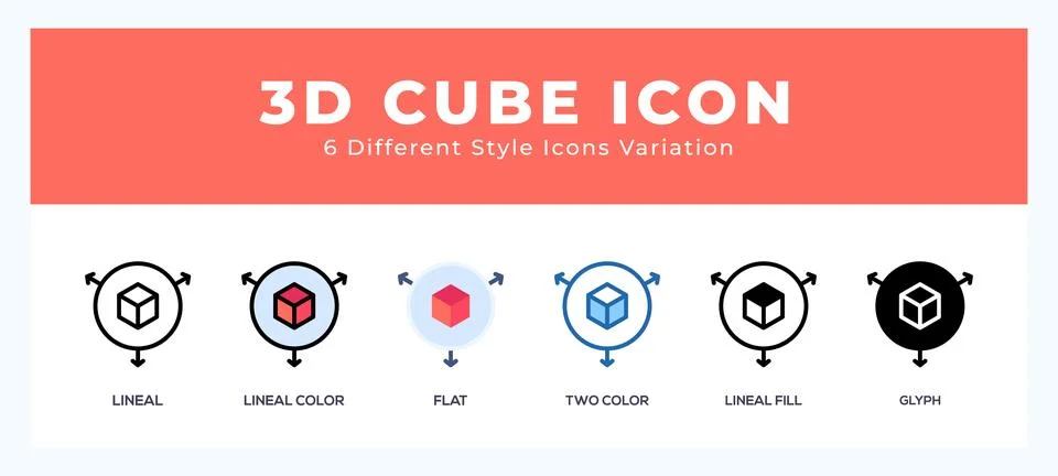 3d cube icon in different style vector illustration. Stock Illustration
