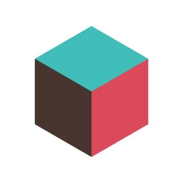 3D Cube icon. Filled outline colorful version, filled vector sign. Symbol, logo Stock Illustration