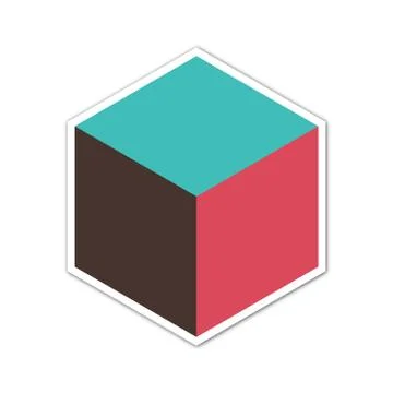 3D Cube icon. Filled outline colorful version, filled vector sign. Symbol, logo Stock Illustration