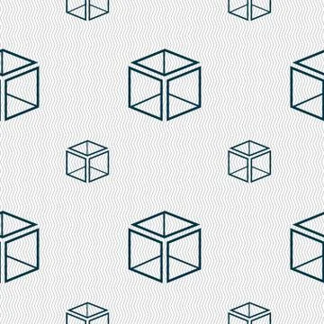 3d cube icon sign. Seamless pattern with geometric texture. Vector イラスト素材