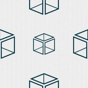 3d cube icon sign. Seamless abstract background with geometric shapes. Vector Stock Illustration