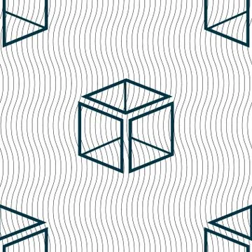 3d cube icon sign. Seamless pattern with geometric texture. Illustrazione stock