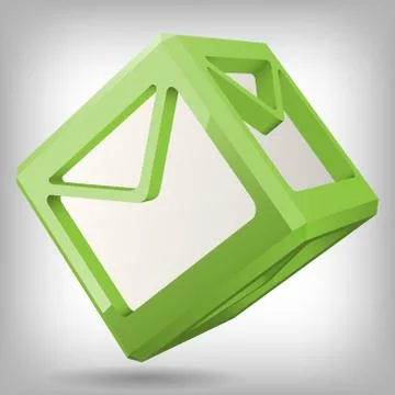 3D Cube with Mail Icon, Vector Illustration Stock Illustration