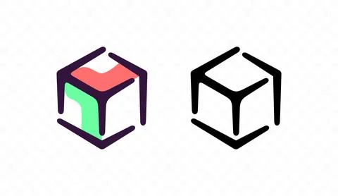 3D cube, modeling and cybernetics, graphic design 스톡 일러스트