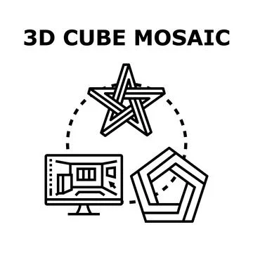 3d cube mosaic concepts vector icon set Stock Illustration