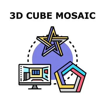 3d cube mosaic concepts vector icon set Stock Illustration