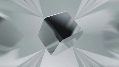 3D cube moving unpredictably on its axis on reflective background. 4k Loop. Stock Footage 266989073