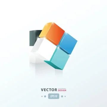 3D Cube  orange, blue and black Stock-Illustration