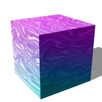 3d cube with a pattern of different colors on a white background Illustrazione stock