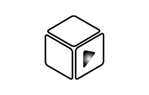 3d cube play button icon 스톡 일러스트