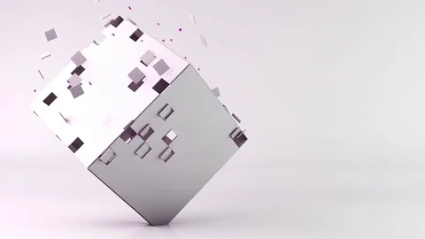 3d cube polygon transformation, geometric abstract background Stock Footage