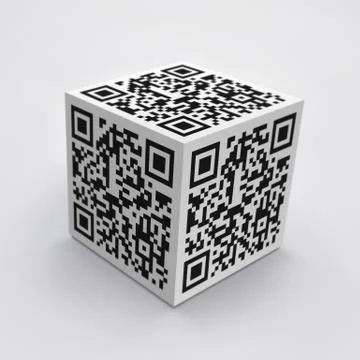 3d cube with qr code Stock Illustration