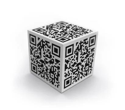 3d cube with qr code isolated on white background Stock Illustration