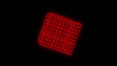 3D Cube Rotaion 01 - Retro Element Pack (RED) Stock Footage 151175096