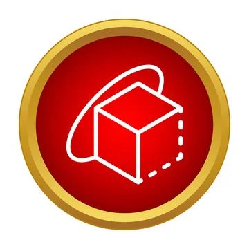 3d cube rotating in red circle icon Stock Illustration