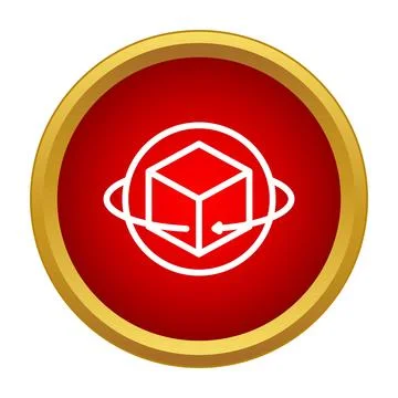3d cube rotating virtual reality icon button Stock Illustration