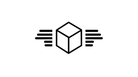 3D Cube In Rounded Square Frame App Icon Animation Stock Footage 346804101