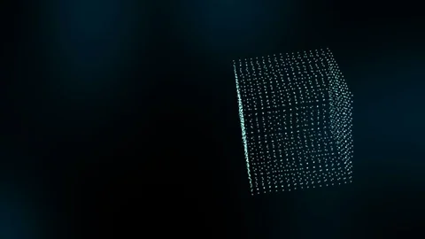 3D cube shape of particles morphing, moving and rotating. Video stock 75403711