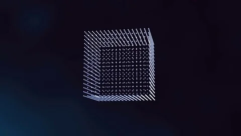 3D cube shape of particles moving and rotating. Stock Footage 75403863