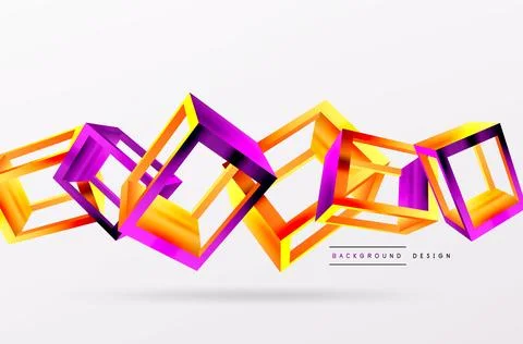 3D cube shapes vector geometric background. Trendy techno business template for Stock Illustration