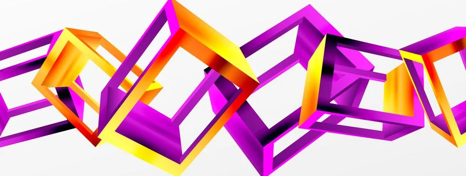 3D cube shapes vector geometric background. Trendy techno business template for Illustrazione stock