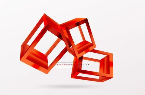 3D cube shapes vector geometric background. Trendy techno business template for Stock Illustration