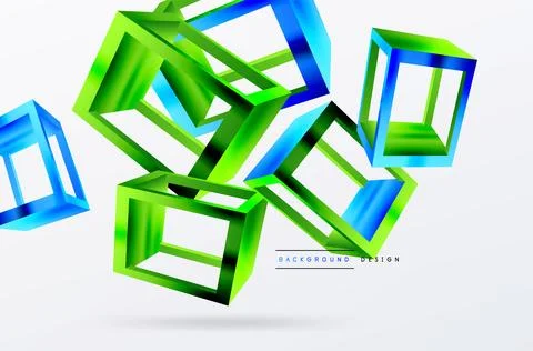 3D cube shapes vector geometric background. Trendy techno business template for Stock Illustration