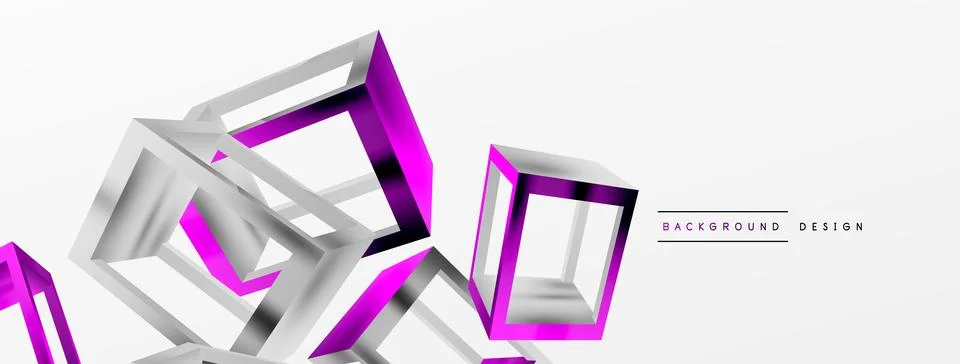 3D cube shapes vector geometric background. Trendy techno business template for Stock Illustration