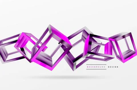 3D cube shapes vector geometric background. Trendy techno business template for Stock Illustration
