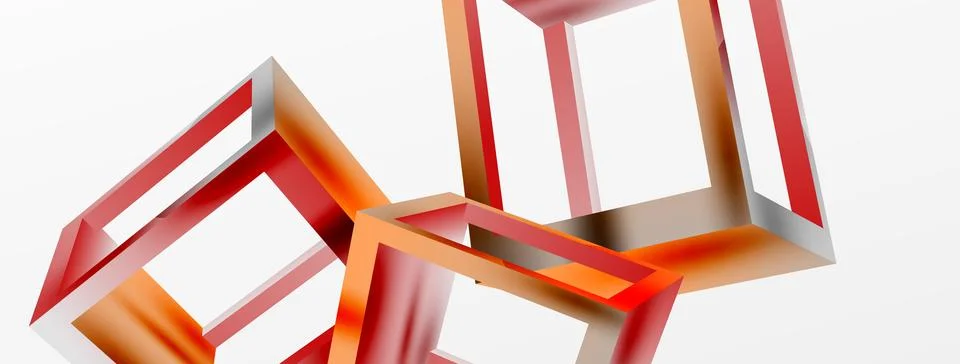3D cube shapes vector geometric background. Trendy techno business template for Stock Illustration
