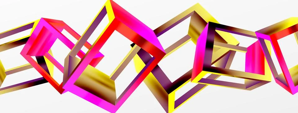 3D cube shapes vector geometric background. Trendy techno business template for Stock Illustration