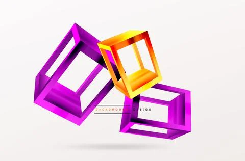 3D cube shapes vector geometric background. Trendy techno business template for Stock Illustration