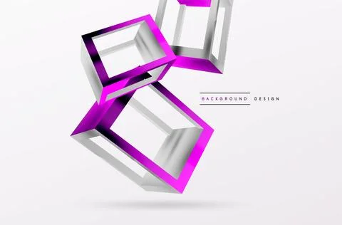 3D cube shapes vector geometric background. Trendy techno business template for Stock Illustration