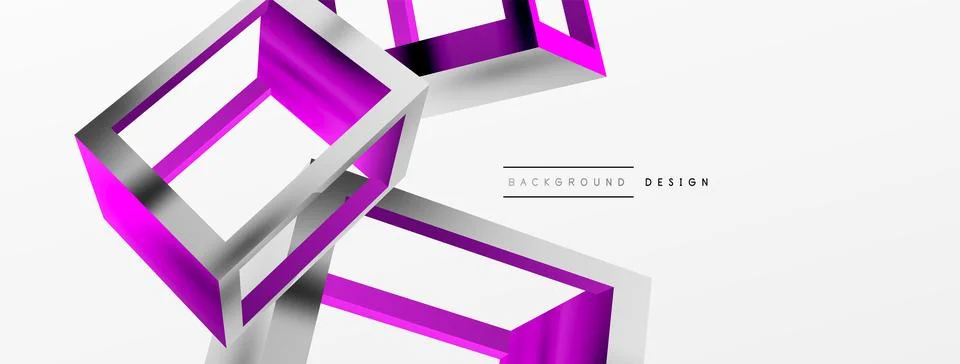3D cube shapes vector geometric background. Trendy techno business template for Stock Illustration