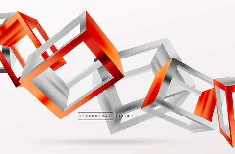 3D cube shapes vector geometric background. Trendy techno business template for Stock Illustration