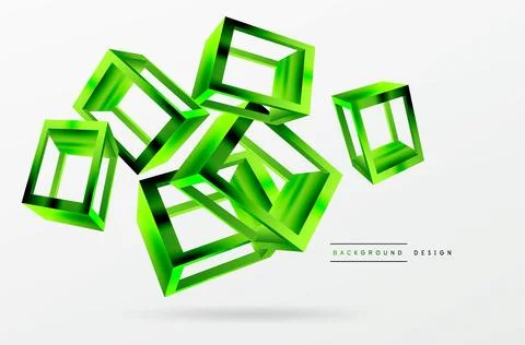 3D cube shapes vector geometric background. Trendy techno business template for Stock Illustration