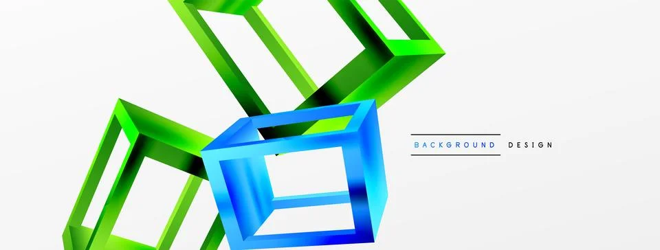 3D cube shapes vector geometric background. Trendy techno business template for Stock Illustration