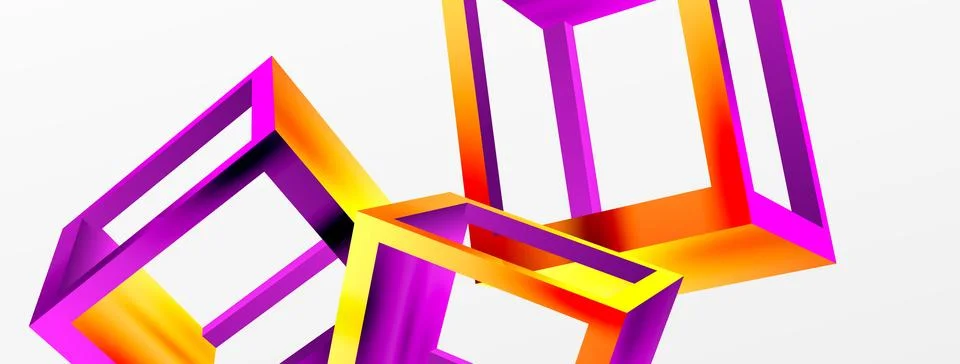 3D cube shapes vector geometric background. Trendy techno business template for Stock Illustration