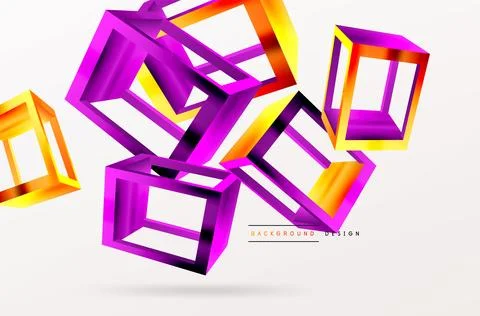 3D cube shapes vector geometric background. Trendy techno business template for Stock Illustration